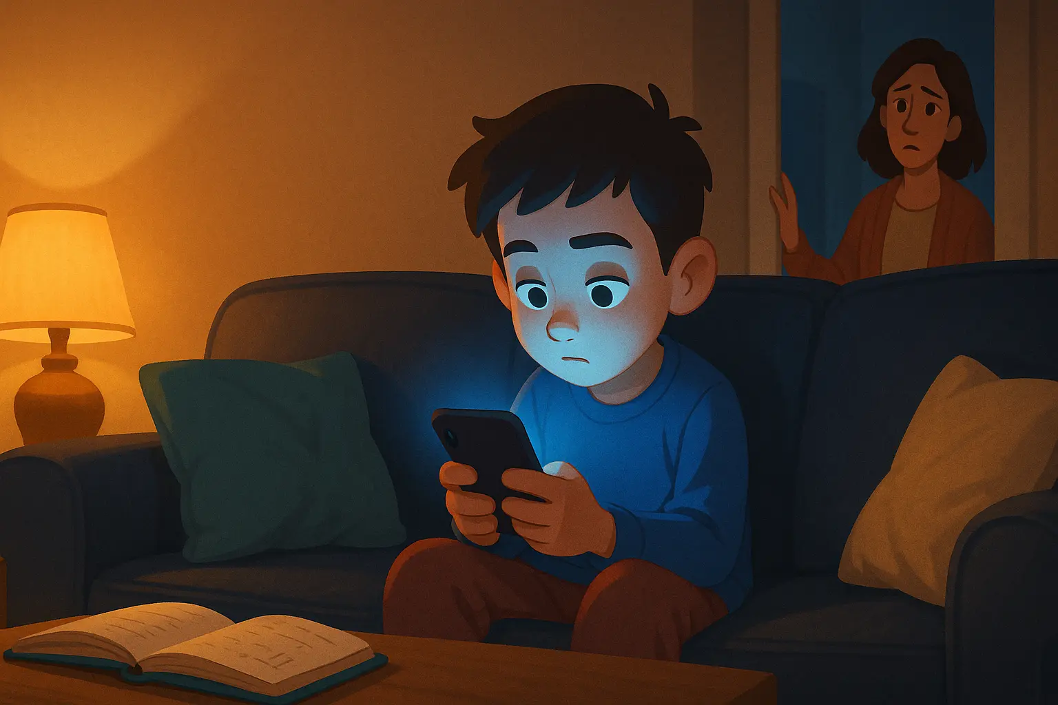 Homework chaos and late nights due to screens